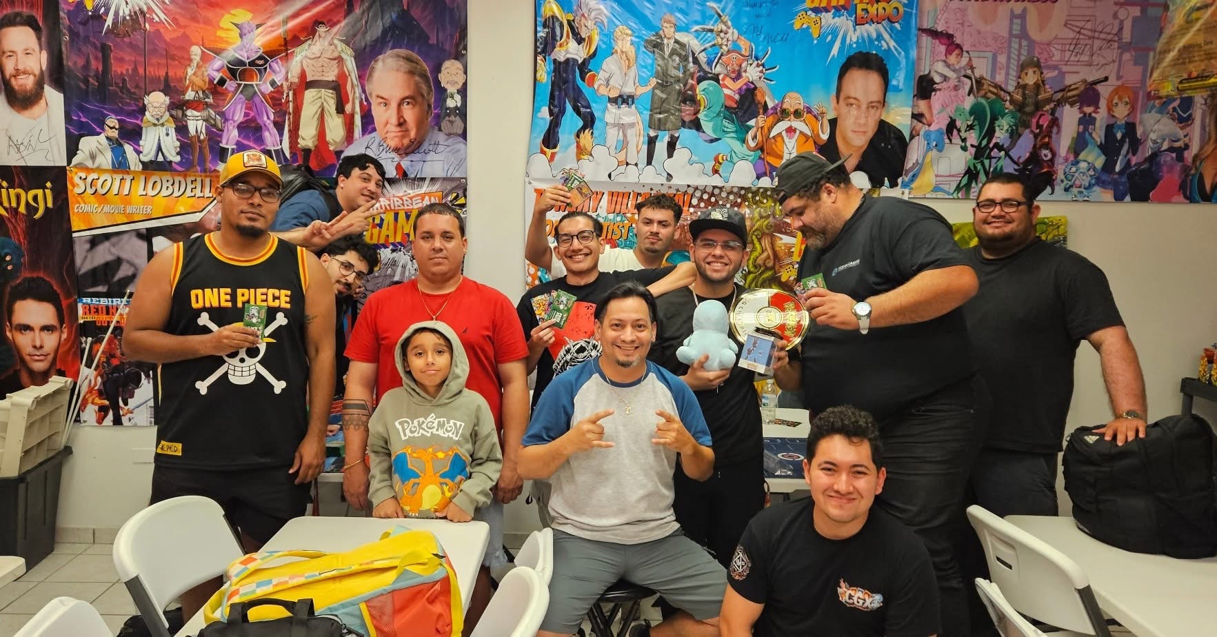 Group photo of CGX tournament players with their prizes